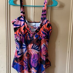 Colorful Tropical Print Swim Camisole